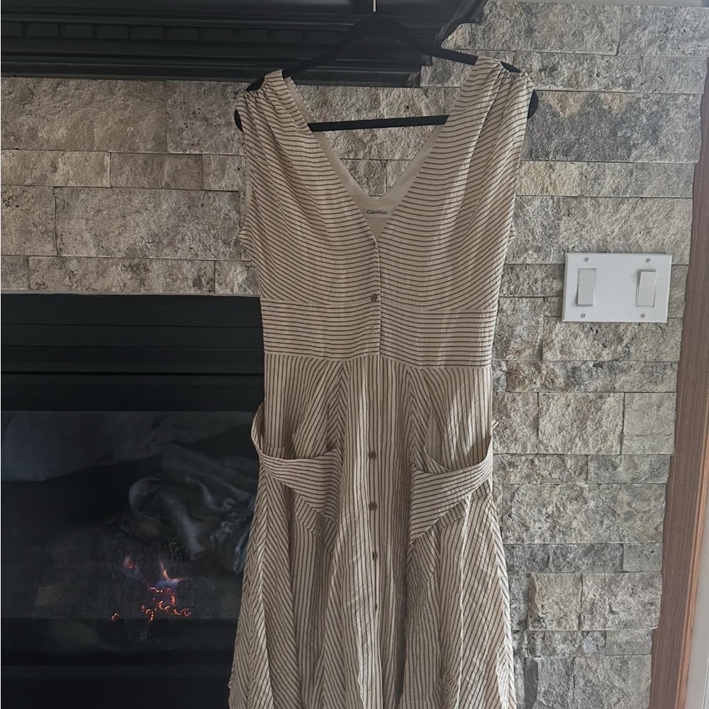 VINTAGE Calvin Klein Striped Sleeveless Dress